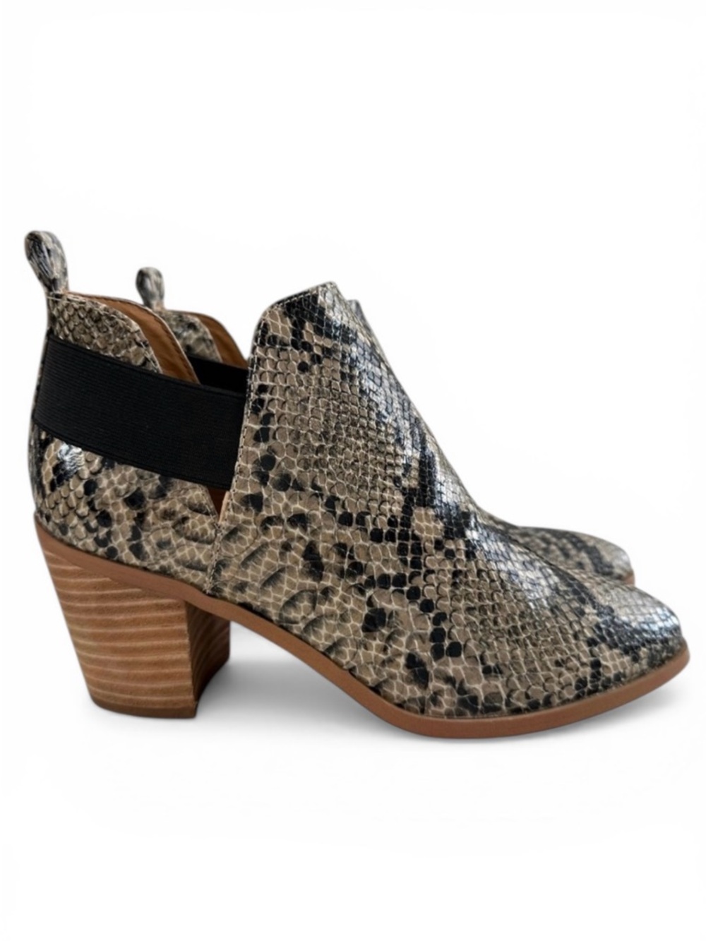 DV by Dolce Vita Fig Snakeskin Print Block Heel Ankle Booties Size 6